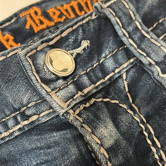 Rock Revival Blue Ankle Cropped Jeans Distressed - Picture 10 of 11